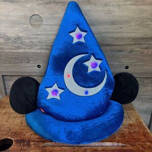 Disney Fantasia Sorcerer Mickey Mouse Ears Light Up Large 15" Tall Plush Hat